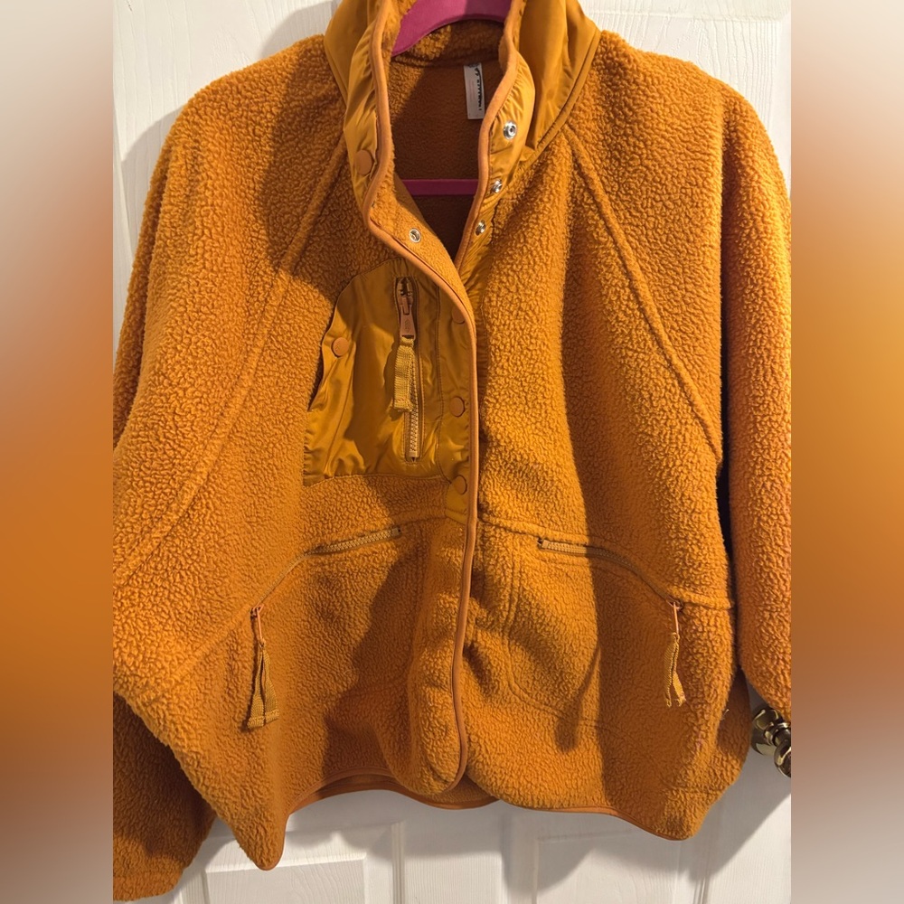 Free People Hit The Slopes Fleece Jacket- Burnt Orange Color